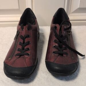 Remonte Dondorf Leather Casual Shoes • Deep Red & Black • Women’s 38 (US 7.5–8)